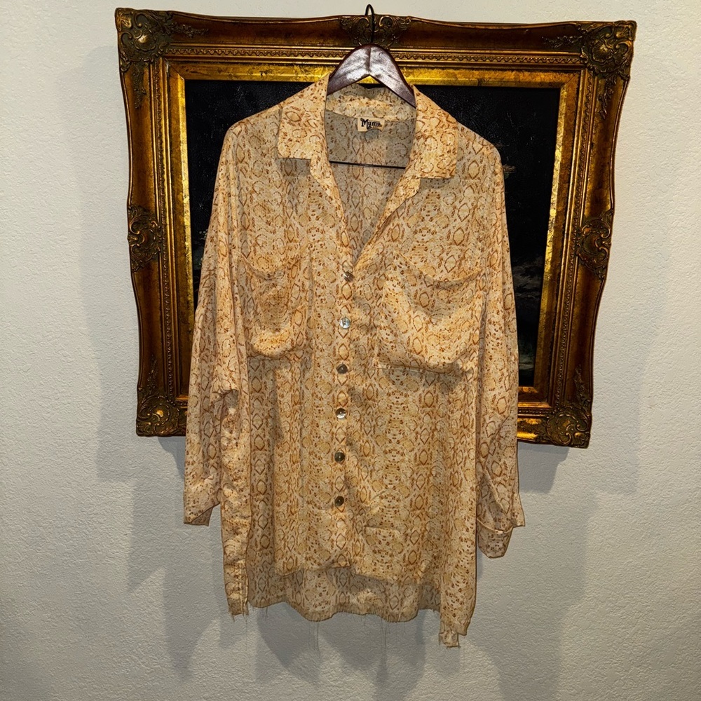 Show Me Your Mumu Gold Python Print Button Down R… - image 3